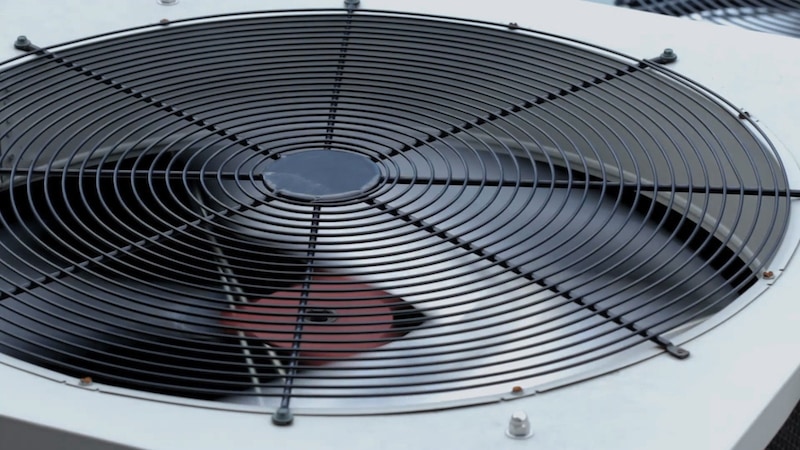Close up image of an air conditioner's fan