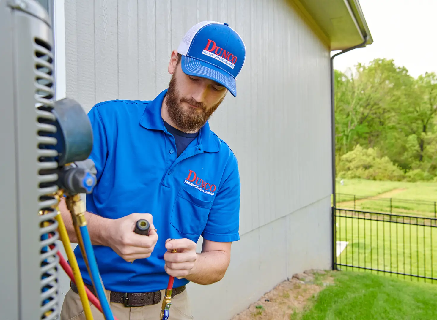 Technician working on HVAC